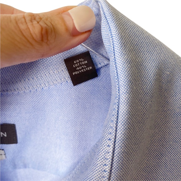 Van Heisen Blue Button Down Wrinkle Free Regular Fit Button Down Shirt Large - Picture 5 of 6